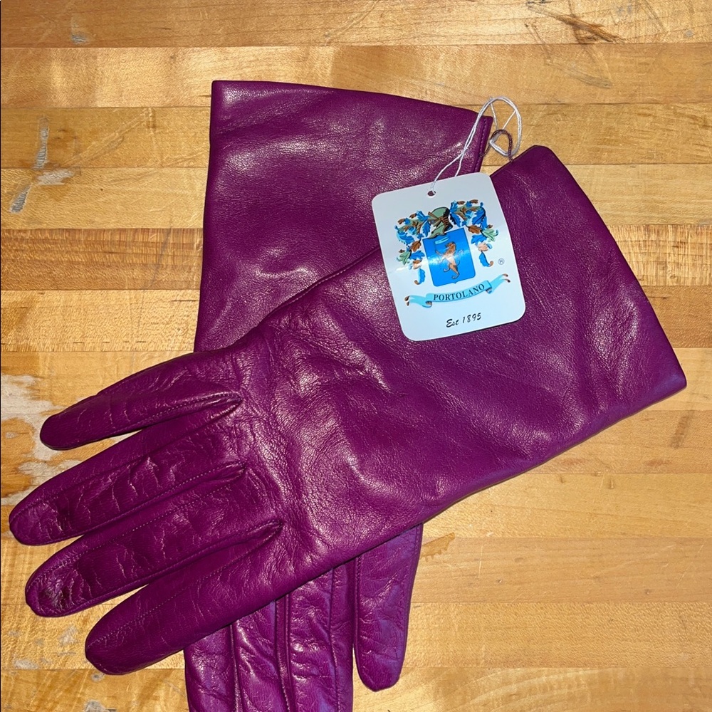 Portolano deep magenta Leather Gloves